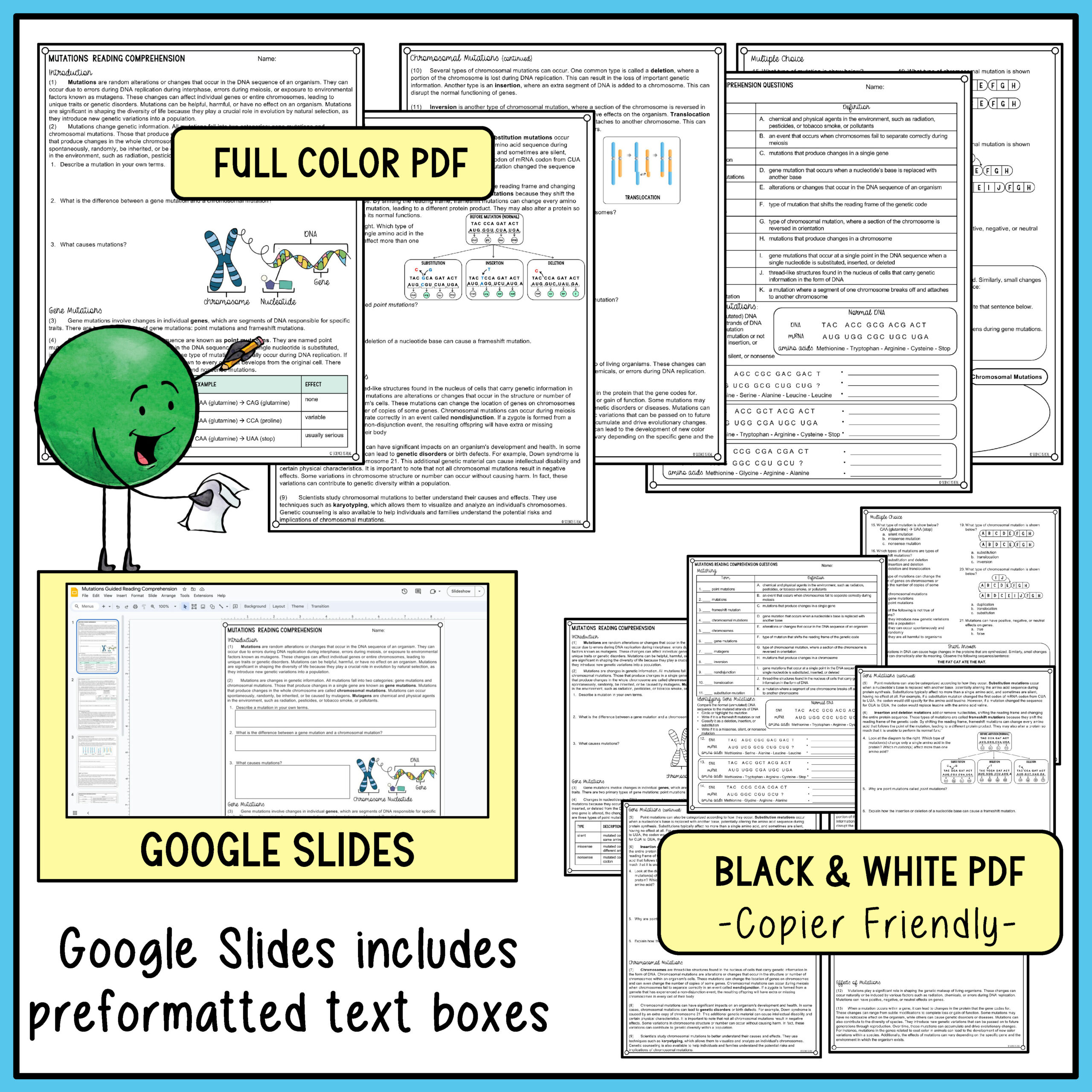 Mutations Reading Comprehension Worksheets - Classful inside Genetics Reading Comprehension Worksheet