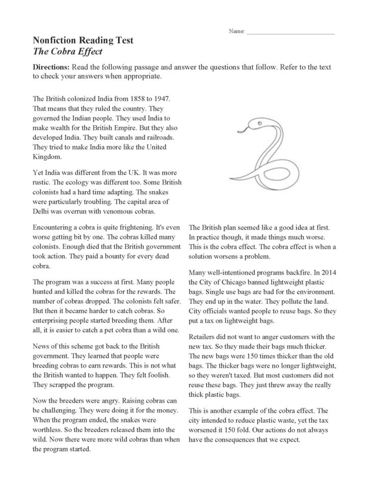 Challenging Reading Comprehension Worksheets