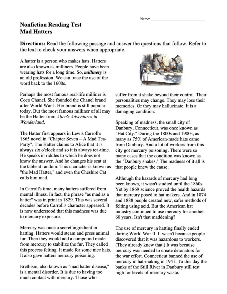 Real Life Reading Comprehension Worksheets