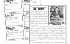 Nonfiction Reading Passage – Biography – Dr. Seuss - Lucky Little inside Dr Seuss Reading Comprehension Worksheets