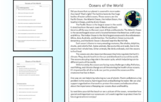 Oceans Of The World Reading Comprehension Passage Printable intended for Ocean Reading Comprehension Worksheets