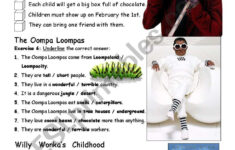 Part 3/4 Charlie &amp; The Chocolate Factory - Movie Worksheet - Esl within Charlie And The Chocolate Factory Reading Comprehension Worksheets