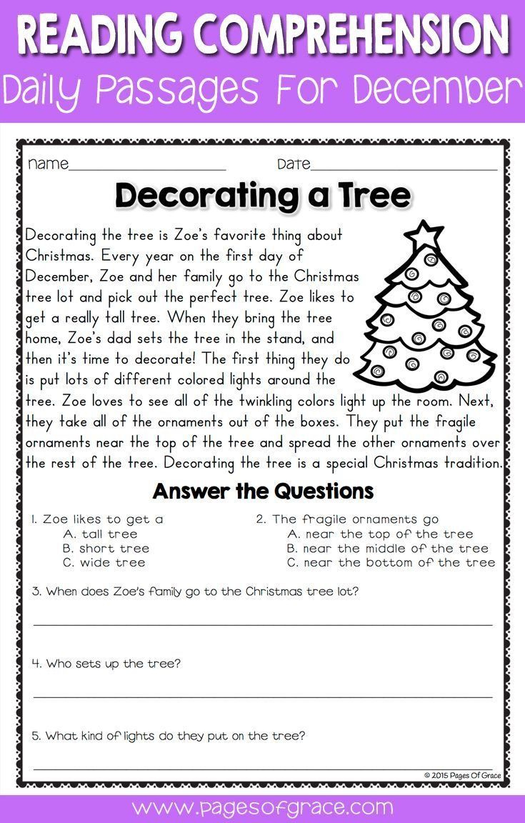 Pinrebecca Taylor-Dearden On English | Reading Worksheets inside December Reading Comprehension Worksheets