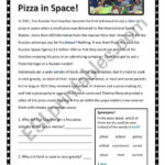 Pizza In Space! True Story. Reading Comprehension W Synonym Task Pertaining To Real Life Reading Comprehension Worksheets
