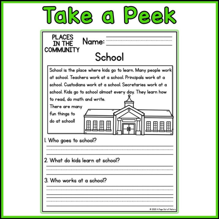 Community Reading Comprehension Worksheets