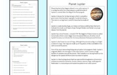 Planet Jupiter Reading Comprehension Passage Printable Worksheet pertaining to Jupiter Reading Comprehension Worksheet