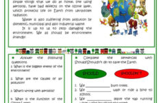Pollution -Reading: English Esl Worksheets Pdf &amp; Doc inside Pollution Reading Comprehension Worksheet