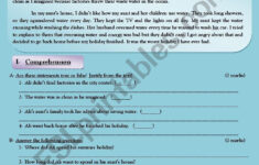 Pollution Reading Test + Comprehension + Language + Writing - Esl in Pollution Reading Comprehension Worksheet