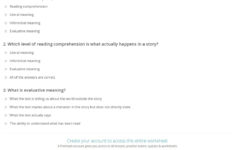 Quiz &amp; Worksheet - Literal, Inferential &amp; Evaluative Meaning for Evaluative Questions Reading Comprehension Worksheets