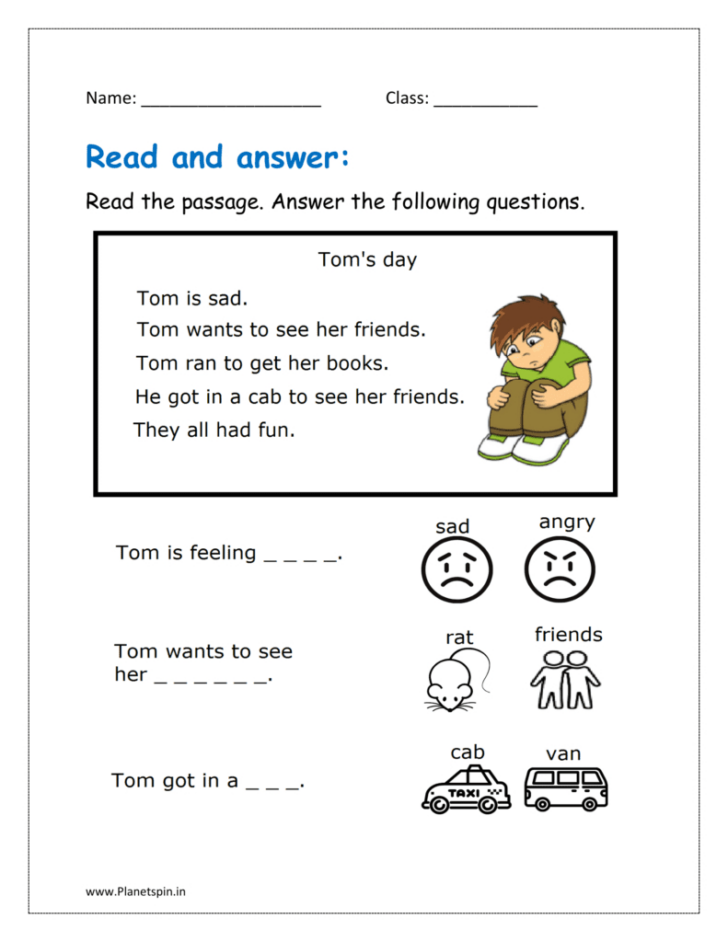 Reading Comprehension Worksheets With Questions