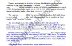 Reading Activity: The History Of Lego. Fill The Gaps With The regarding Lego Reading Comprehension Worksheets