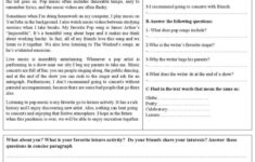 Reading And Comprehension: My Favori…: English Esl Worksheets Pdf throughout Music Comprehension Reading Worksheet
