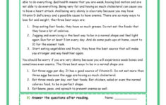 Reading Comprehension - Bein…: English Esl Worksheets Pdf &amp; Doc with Health Reading Comprehension Worksheets