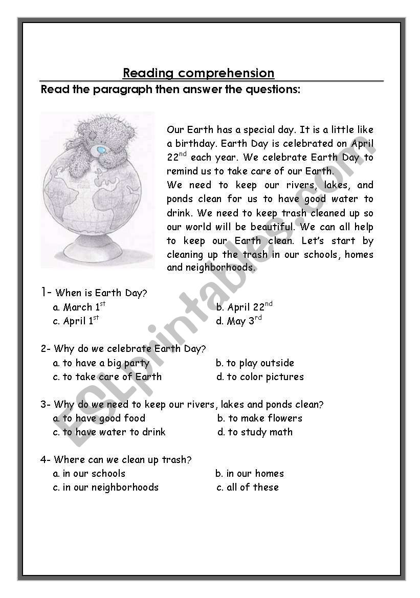 Reading Comprehension - Esl Worksheetms. Fadia in Reading Comprehension With Multiple Choice Questions Worksheets