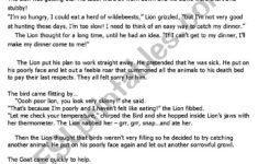 Reading Comprehension ´Fable´ (The Lion And The Fox) – Esl intended for Reading Comprehension Aesop Fables Worksheets