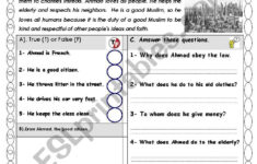 Reading Comprehension Test. ( Being A Good Citizen) Theme with Good Citizen Reading Comprehension Worksheet