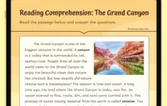 Reading Comprehension: The Grand Canyon Worksheet | Ri.3.1,Ri.3.10 with Grand Canyon Reading Comprehension Worksheet
