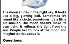 Reading Comprehension : The Moon for Moon Reading Comprehension Worksheet