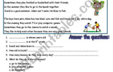 Reading Comprehension/Worksheet./2 Pages - Esl Worksheet regarding Reading Comprehension Worksheets For Esl Students