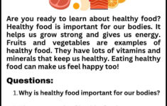 Reading Comprehension Worksheet: Healthy Food within Food Reading Comprehension Worksheet