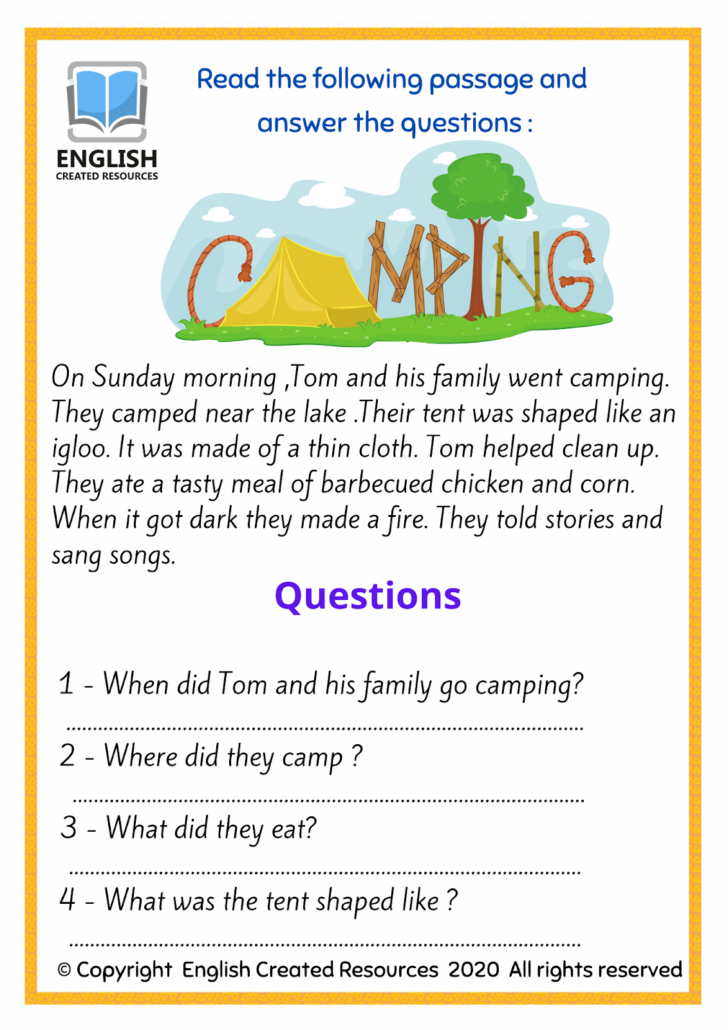 Who What When Where Why How Reading Comprehension Worksheet