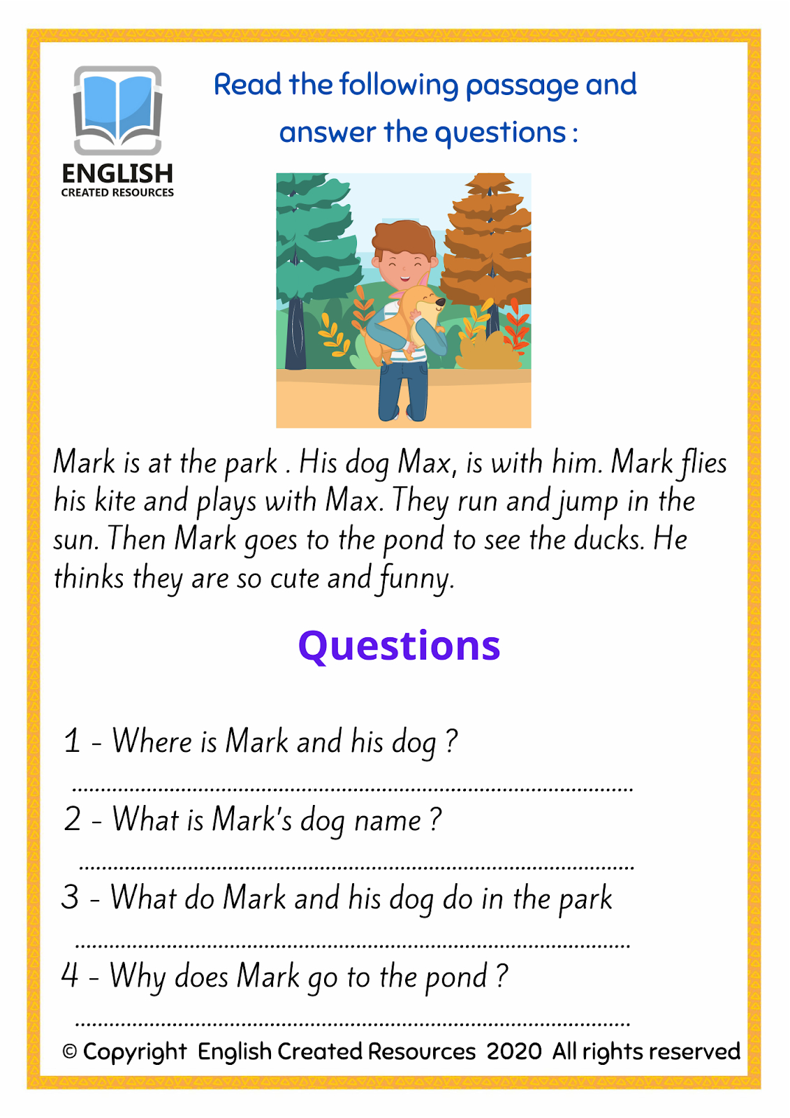 Reading Comprehension Worksheets – English Created Resources throughout Worksheet About Reading Comprehension
