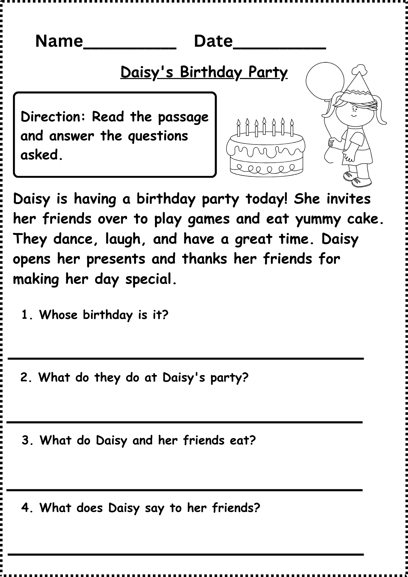 Reading Comprehension Worksheets Grade 1 intended for Reading Comprehension Worksheets Grade 1