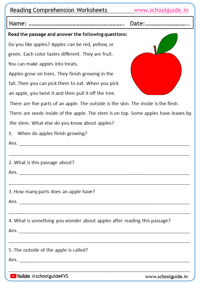 Reading Comprehension Worksheets within Reading Comprehension Worksheets With Questions