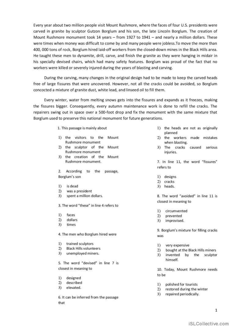 Reading With 10 Multiple Choice Ques…: English Esl Worksheets Pdf throughout Reading Comprehension With Multiple Choice Questions Worksheets