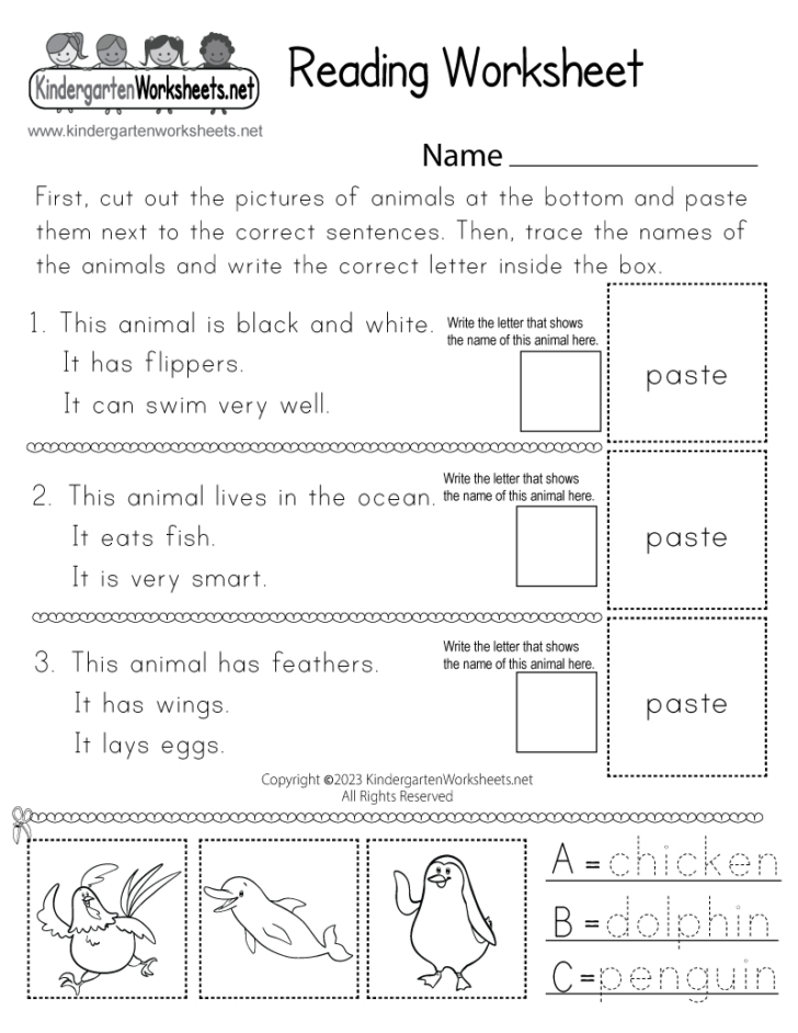 Reading Comprehension Kindergarten Worksheets Free