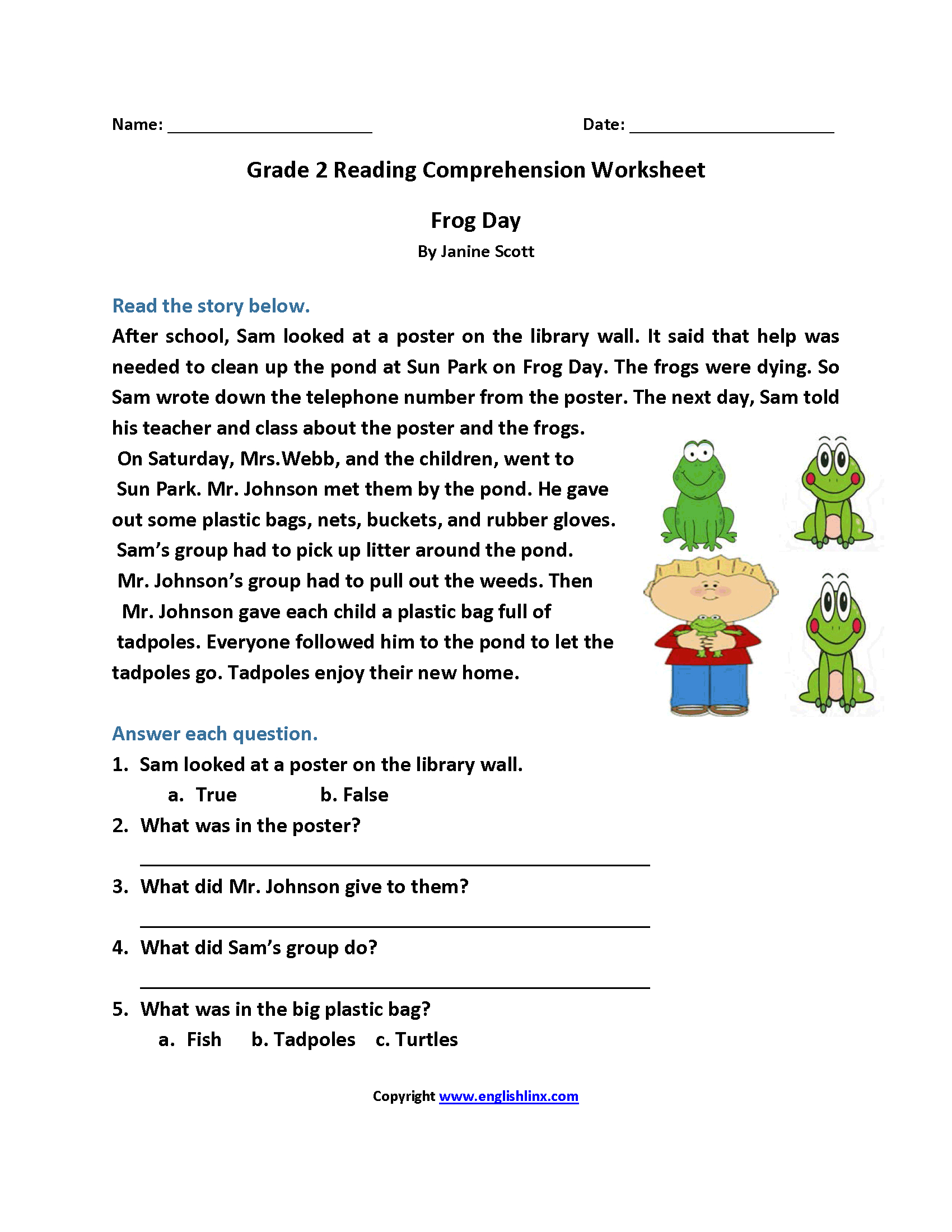Reading Worksheets | Second Grade Reading Worksheets within Reading Comprehension Worksheets For 2nd Graders