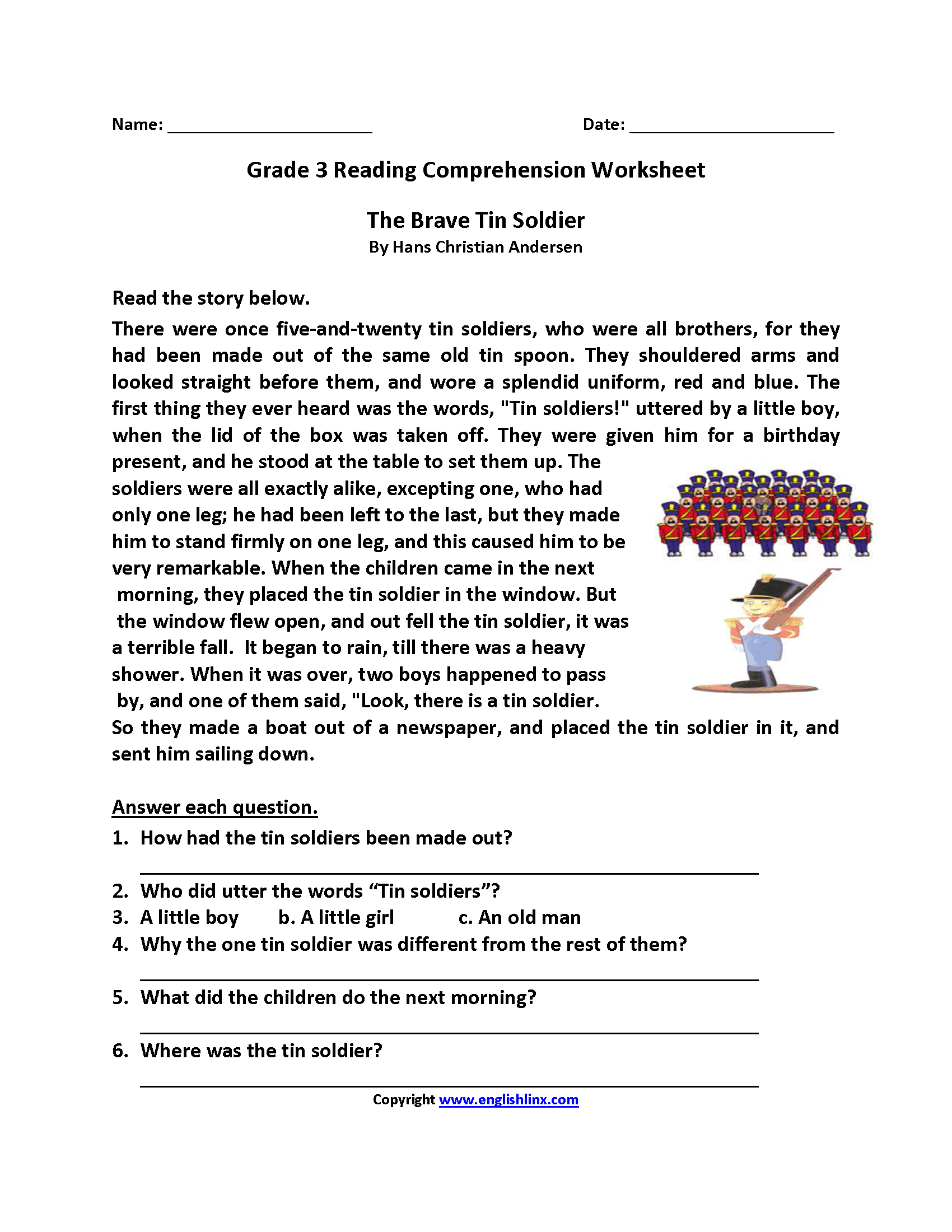 Reading Worksheets | Third Grade Reading Worksheets with Grade 3 Reading Comprehension Worksheets