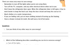 Saving Energy At Home Readin…: English Esl Worksheets Pdf &amp; Doc intended for Energy Reading Comprehension Worksheet