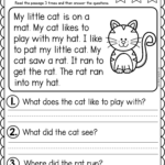 Sequence Worksheets For Kindergarten Free Reading Sequencing With Regard To Short Vowel Reading Comprehension Worksheets