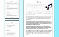 Slavery Reading Comprehension Passage Printable Worksheet within Slavery Reading Comprehension Worksheet