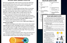 Solar And Lunar Eclipse Reading Comprehension Passage And pertaining to Eclipse Reading Comprehension Worksheets