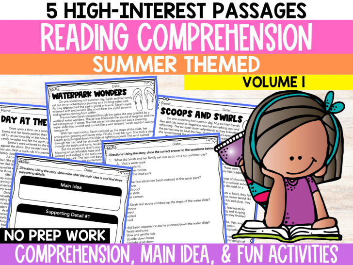 Summer Themed Reading Comprehension Worksheets
