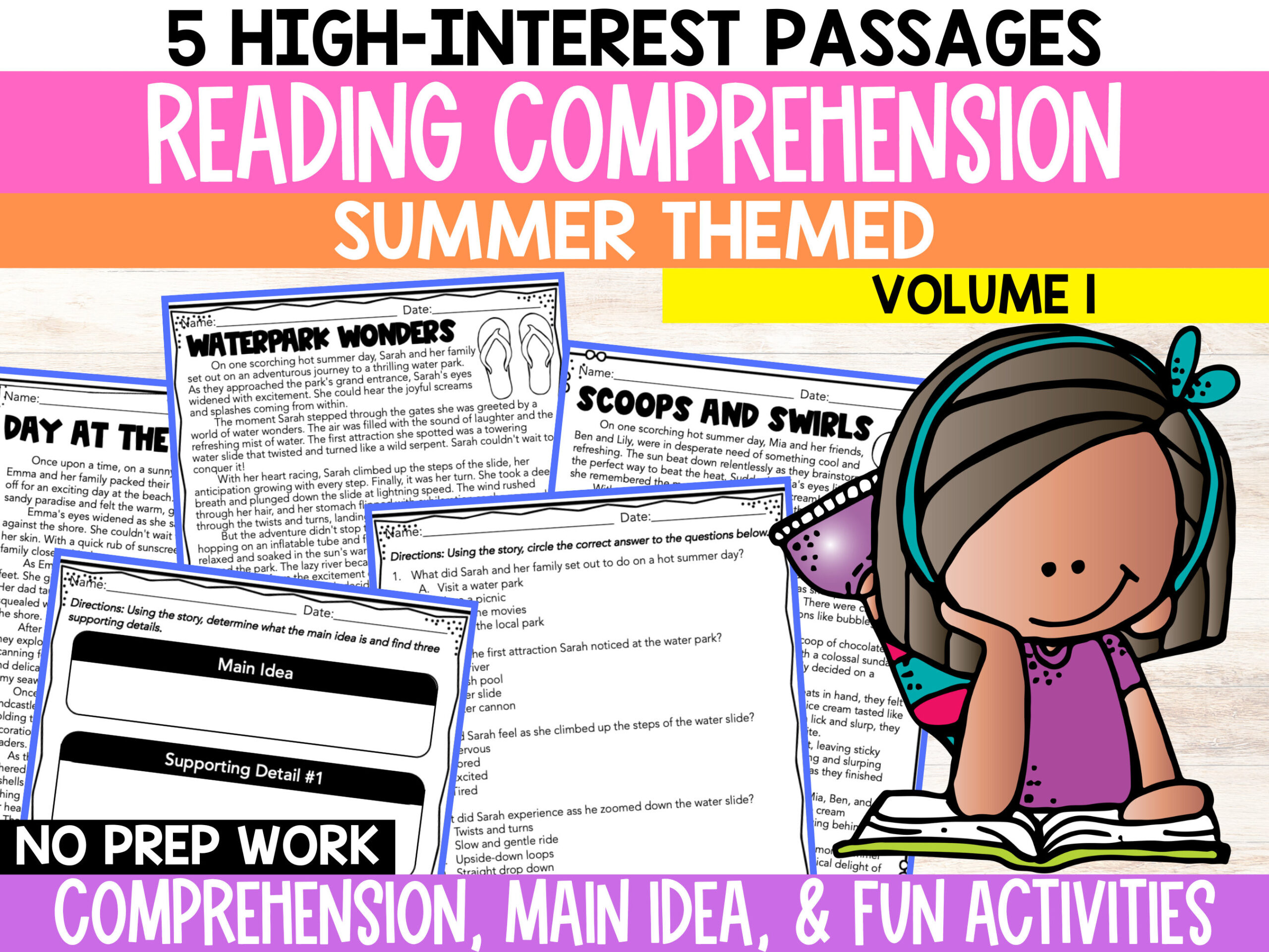 Summer Themed Reading Comprehension Worksheets, Reading within Summer Themed Reading Comprehension Worksheets