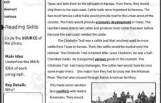 Texas Cattle Trails Of The 19Th Century Reading Packetteach Simple with Texas History Reading Comprehension Worksheets