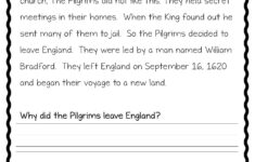 Thanksgiving Reading Comprehension Passages And Activities for Pilgrims Reading Comprehension Worksheet