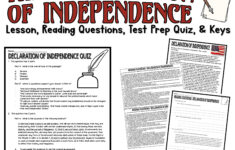 The Declaration Of Independence Quiz Reading Comprehension inside Declaration Of Independence Reading Comprehension Worksheet