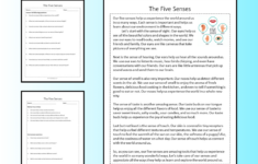 The Five Senses Reading Comprehension Passage Printable Worksheet for Five Senses Reading Comprehension Worksheets