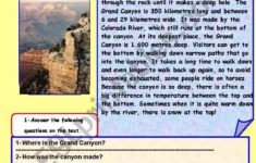 The Grand Canyon - Esl Worksheetadel A for Grand Canyon Reading Comprehension Worksheet