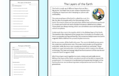 The Layers Of The Earth Reading Comprehension Passage Printable with Earth Layers Reading Comprehension Worksheet