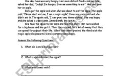 The Magic Apple- Reading Comprehension - Esl Worksheetsuseee with Apple Reading Comprehension Worksheets