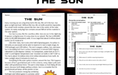 The Sun Reading Comprehension Passage And Questions - Pdf in Sun Reading Comprehension Worksheet