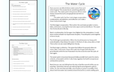 The Water Cycle Reading Comprehension Passage Printable Worksheet for The Water Cycle Reading Comprehension Worksheet