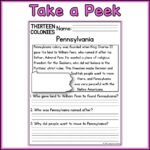 Thirteen Colonies Reading Comprehension Passages | K 2 Pertaining To Colonial America Reading Comprehension Worksheet