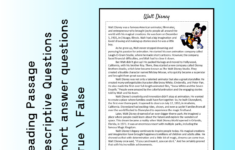 Walt Disney Biography Reading Comprehension Passage Printable pertaining to Disney Reading Comprehension Worksheets