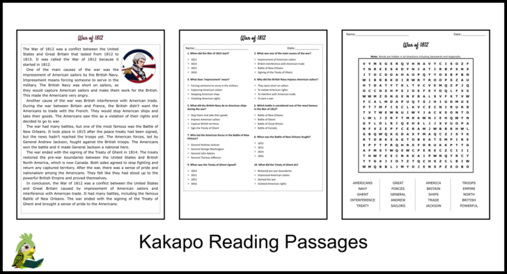 War of 1812 Reading Comprehension Worksheet Answer Key